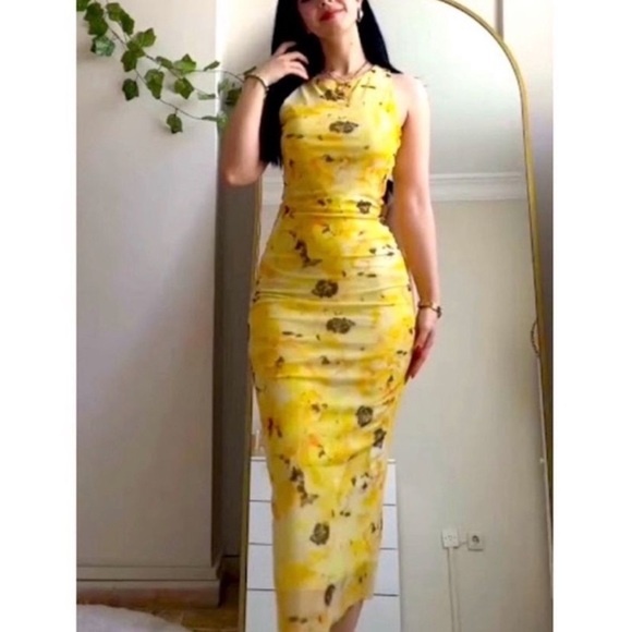 Zara Dresses & Skirts - Zara maxi dress tulle floral yellow size s new